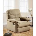 Homeroots 35 x 35 x 40 in. Motion Microfiber Recliner, Beige 374160